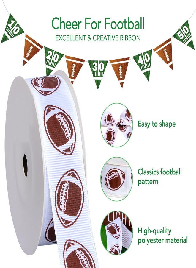 Ribest Football Sports Ribbon, 7/8 Inch Grosgrain Ribbon for Crafts Hair Bows Gift Wrapping Team Decor Party Decorations, White/Brown, 10 Yards - Image 2